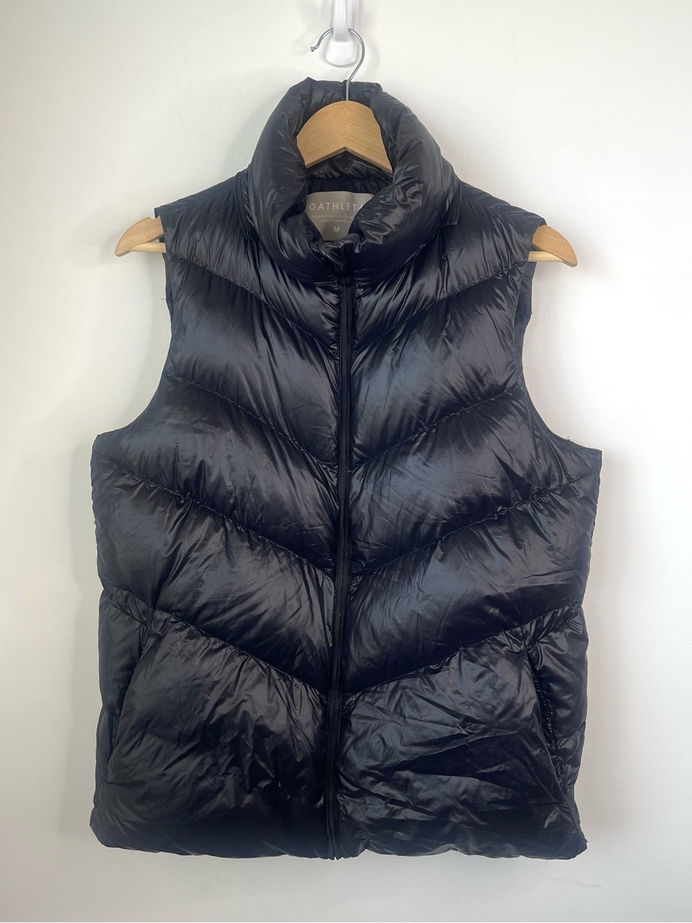 Athleta Shiny Black Quilted Puffer Vest size medium